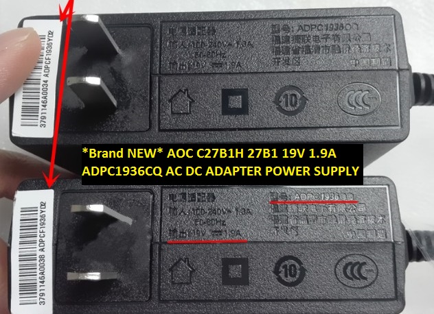 *Brand NEW* AOC 19V 1.9A ADPC1936CQ C27B1H 27B1 AC DC ADAPTER POWER SUPPLY